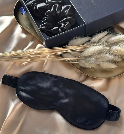 Schönheitsschlaf: Seiden-Haargummi Set & Schlafmaske
